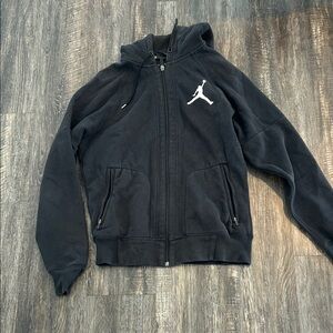 Jordan Black Hoodie with Patterned Trim